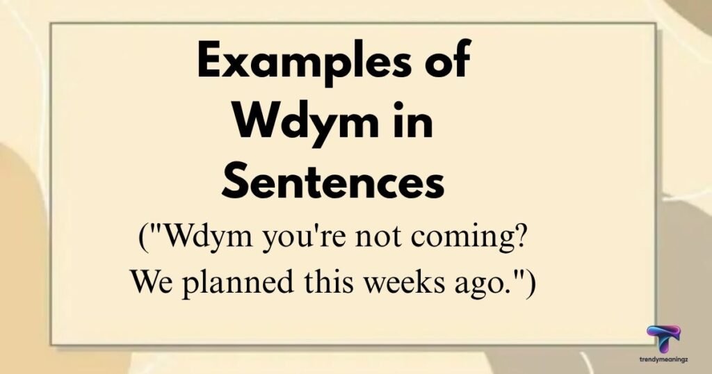 Examples of Wdym in Sentences