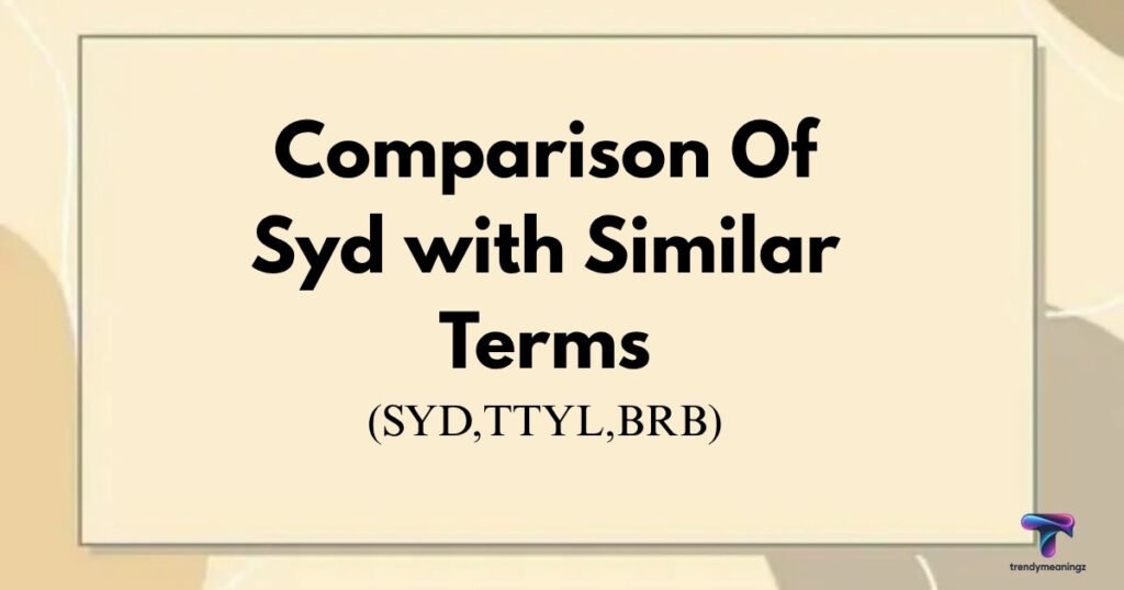 Comparison of syd with Similar Terms